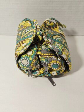 Vera Bradley All Wrapped Up Cosmetic Jewelry Travel Case Lemon Parfait Bag Tote